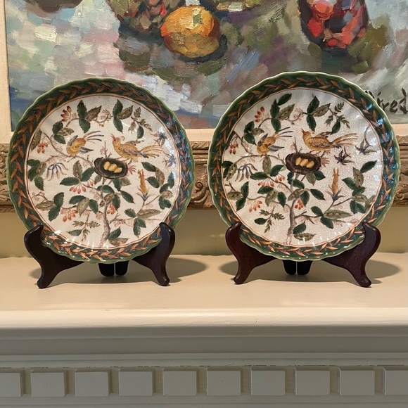 Pair of Wong Lee 1895 Vintage Porcelain Plates - Picture 2 of 3